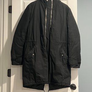 All Saints Hooded Winter Coat - Black- Long - Men's Medium